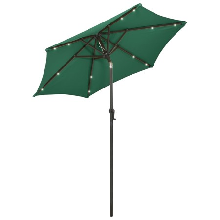vidaXL Sonnenschirm mit LED-Leuchten Grün 200x211 cm Aluminium