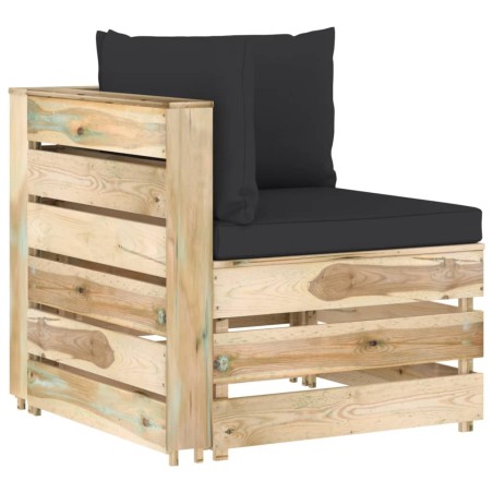 Modulares Ecksofa mit Kissen Grün Imprägniertes Holz