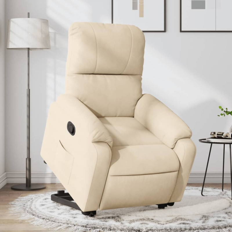 vidaXL Relaxsessel mit Aufstehhilfe Creme Mikrofasergewebe vidaXL Relaxsessel mit Aufstehhilfe Creme Mikrofasergewebe