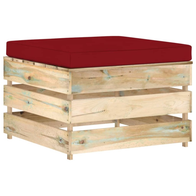 Modulare Ottomane mit Kissen Grün Imprägniertes Holz Modulare Ottomane mit Kissen Grün Imprägniertes Holz