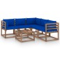 6-tlg. Garten-Lounge-Set mit Kissen in Blau Kiefernholz 6-tlg. Garten-Lounge-Set mit Kissen in Blau Kiefernholz
