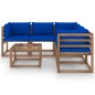 6-tlg. Garten-Lounge-Set mit Kissen in Blau Kiefernholz 6-tlg. Garten-Lounge-Set mit Kissen in Blau Kiefernholz
