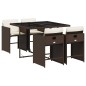 vidaXL 5-tlg. Garten-Essgruppe mit Kissen Braun Poly Rattan vidaXL 5-tlg. Garten-Essgruppe mit Kissen Braun Poly Rattan