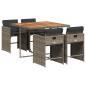 vidaXL 5-tlg. Garten-Essgruppe mit Kissen Grau Poly Rattan vidaXL 5-tlg. Garten-Essgruppe mit Kissen Grau Poly Rattan