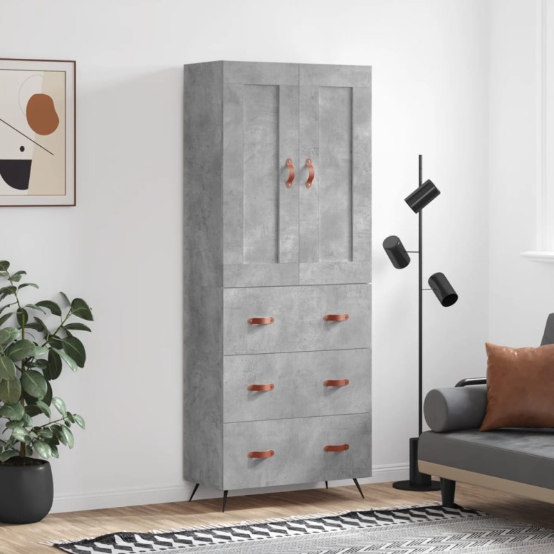 Highboard Betongrau 69,5x34x180 cm Holzwerkstoff Highboard Betongrau 69,5x34x180 cm Holzwerkstoff