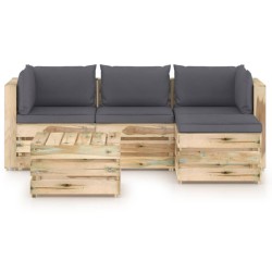 5-tlg. Garten-Lounge-Set mit Kissen Grün Imprägniertes Holz