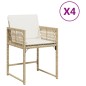vidaXL Gartenstühle mit Kissen 4 Stk. Beige Poly Rattan vidaXL Gartenstühle mit Kissen 4 Stk. Beige Poly Rattan
