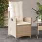 vidaXL Gartensessel mit Kissen Verstellbar Beige Poly Rattan vidaXL Gartensessel mit Kissen Verstellbar Beige Poly Rattan