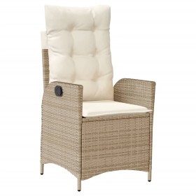 vidaXL Gartensessel mit Kissen Verstellbar Beige Poly Rattan