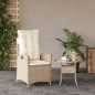 vidaXL Gartensessel mit Kissen Verstellbar Beige Poly Rattan vidaXL Gartensessel mit Kissen Verstellbar Beige Poly Rattan