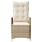 vidaXL Gartensessel mit Kissen Verstellbar Beige Poly Rattan vidaXL Gartensessel mit Kissen Verstellbar Beige Poly Rattan