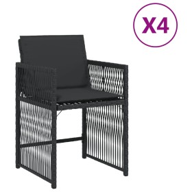 vidaXL Gartenstühle mit Kissen 4 Stk. Schwarz Poly Rattan