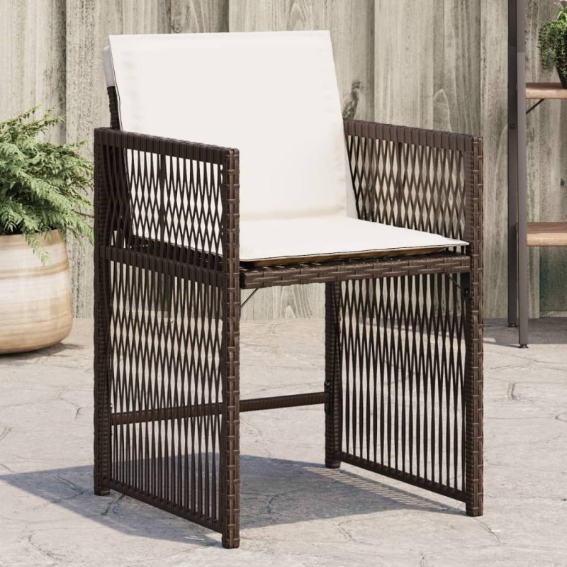 vidaXL Gartenstühle mit Kissen 4 Stk. Braun Poly Rattan vidaXL Gartenstühle mit Kissen 4 Stk. Braun Poly Rattan