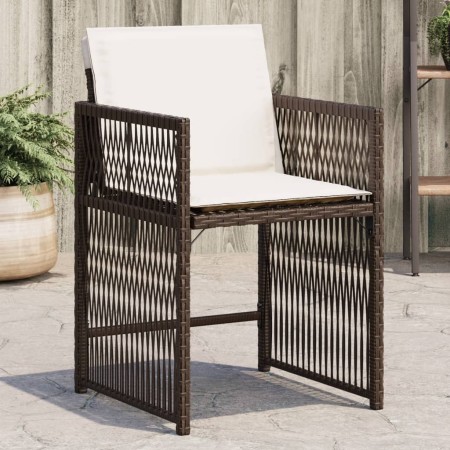 vidaXL Gartenstühle mit Kissen 4 Stk. Braun Poly Rattan