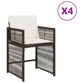 vidaXL Gartenstühle mit Kissen 4 Stk. Braun Poly Rattan