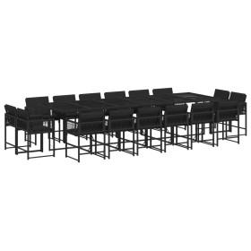 vidaXL 17-tlg. Garten-Essgruppe mit Kissen Schwarz Poly Rattan