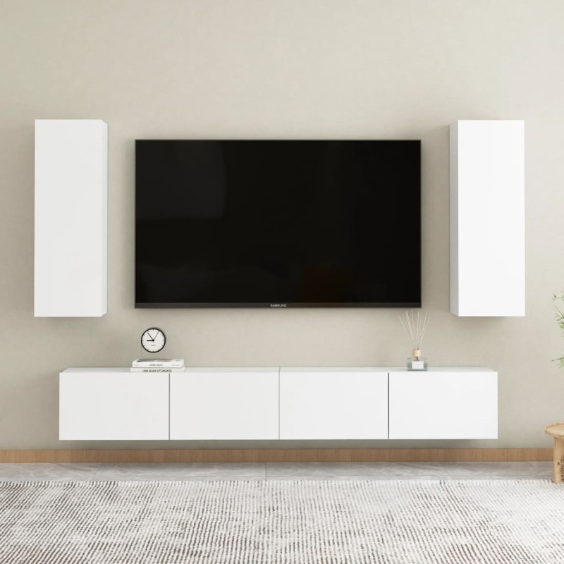 vidaXL 4-tlg. TV-Schrank-Set Weiß Holzwerkstoff vidaXL 4-tlg. TV-Schrank-Set Weiß Holzwerkstoff