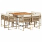 vidaXL 9-tlg. Garten-Essgruppe mit Kissen Beige Poly Rattan vidaXL 9-tlg. Garten-Essgruppe mit Kissen Beige Poly Rattan