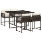 vidaXL 5-tlg. Garten-Essgruppe mit Kissen Braun Poly Rattan vidaXL 5-tlg. Garten-Essgruppe mit Kissen Braun Poly Rattan