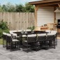 vidaXL 11-tlg. Garten-Essgruppe mit Kissen Schwarz Poly Rattan vidaXL 11-tlg. Garten-Essgruppe mit Kissen Schwarz Poly Rattan
