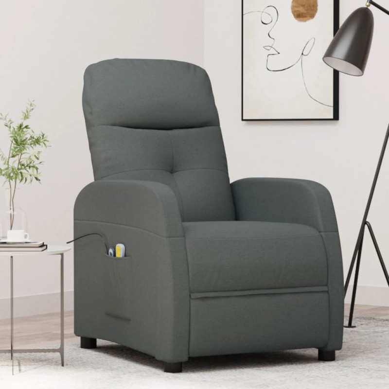 Massagesessel Elektrisch Dunkelgrau Stoff Massagesessel Elektrisch Dunkelgrau Stoff