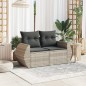 vidaXL Gartensofa mit Kissen 2-Sitzer Hellgrau Poly Rattan vidaXL Gartensofa mit Kissen 2-Sitzer Hellgrau Poly Rattan