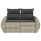 vidaXL Gartensofa mit Kissen 2-Sitzer Hellgrau Poly Rattan vidaXL Gartensofa mit Kissen 2-Sitzer Hellgrau Poly Rattan
