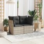 vidaXL Gartensofa mit Kissen 2-Sitzer Hellgrau Poly Rattan vidaXL Gartensofa mit Kissen 2-Sitzer Hellgrau Poly Rattan