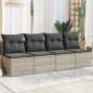 vidaXL Gartensofa mit Kissen 4-Sitzer Hellgrau Poly Rattan vidaXL Gartensofa mit Kissen 4-Sitzer Hellgrau Poly Rattan