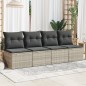 vidaXL Gartensofa mit Kissen 4-Sitzer Hellgrau Poly Rattan vidaXL Gartensofa mit Kissen 4-Sitzer Hellgrau Poly Rattan