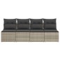 vidaXL Gartensofa mit Kissen 4-Sitzer Hellgrau Poly Rattan vidaXL Gartensofa mit Kissen 4-Sitzer Hellgrau Poly Rattan