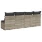 vidaXL Gartensofa mit Kissen 4-Sitzer Hellgrau Poly Rattan vidaXL Gartensofa mit Kissen 4-Sitzer Hellgrau Poly Rattan