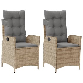 vidaXL Gartensessel Kissen 2Stk. Verstellbar Beigemischung Poly Rattan