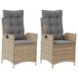 vidaXL Gartensessel Kissen 2Stk. Verstellbar Beigemischung Poly Rattan vidaXL Gartensessel Kissen 2Stk. Verstellbar Beigemischung Poly Rattan