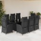 vidaXL 9-tlg. Garten-Essgruppe mit Kissen Schwarz Poly Rattan vidaXL 9-tlg. Garten-Essgruppe mit Kissen Schwarz Poly Rattan