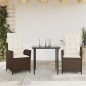 vidaXL 3-tlg. Garten-Essgruppe mit Kissen Braun Poly Rattan vidaXL 3-tlg. Garten-Essgruppe mit Kissen Braun Poly Rattan