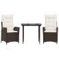 vidaXL 3-tlg. Garten-Essgruppe mit Kissen Braun Poly Rattan vidaXL 3-tlg. Garten-Essgruppe mit Kissen Braun Poly Rattan