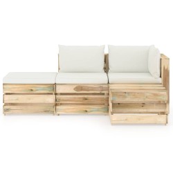 4-tlg. Garten-Lounge-Set mit Kissen Grün Imprägniertes Holz