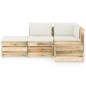 4-tlg. Garten-Lounge-Set mit Kissen Grün Imprägniertes Holz