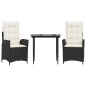 vidaXL 3-tlg. Garten-Essgruppe mit Kissen Schwarz Poly Rattan vidaXL 3-tlg. Garten-Essgruppe mit Kissen Schwarz Poly Rattan