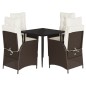 vidaXL 5-tlg. Garten-Essgruppe mit Kissen Braun Poly Rattan vidaXL 5-tlg. Garten-Essgruppe mit Kissen Braun Poly Rattan