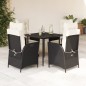 vidaXL 5-tlg. Garten-Essgruppe mit Kissen Schwarz Poly Rattan vidaXL 5-tlg. Garten-Essgruppe mit Kissen Schwarz Poly Rattan