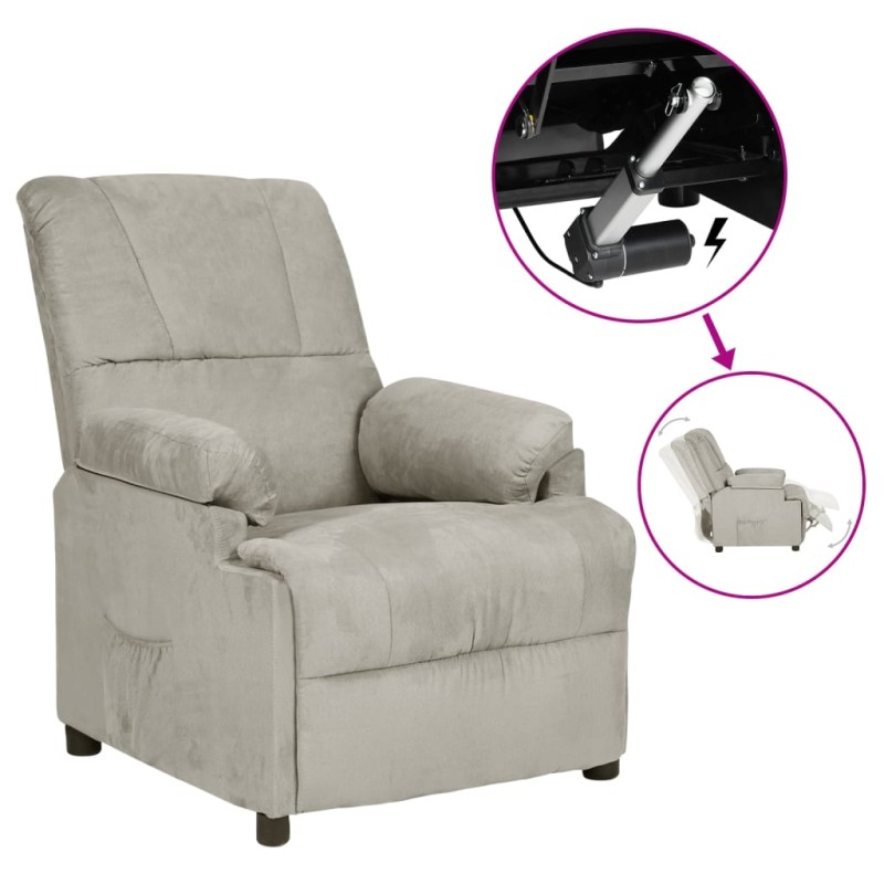 Elektrischer Relaxsessel Hellgrau Wildleder-Optik Elektrischer Relaxsessel Hellgrau Wildleder-Optik