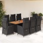 vidaXL 9-tlg. Garten-Essgruppe mit Kissen Schwarz Poly Rattan vidaXL 9-tlg. Garten-Essgruppe mit Kissen Schwarz Poly Rattan
