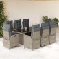 vidaXL 9-tlg. Garten-Essgruppe mit Kissen Grau Poly Rattan vidaXL 9-tlg. Garten-Essgruppe mit Kissen Grau Poly Rattan