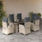 vidaXL 7-tlg. Garten-Essgruppe mit Kissen Hellgrau Poly Rattan vidaXL 7-tlg. Garten-Essgruppe mit Kissen Hellgrau Poly Rattan