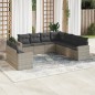 vidaXL 9-tlg. Garten-Sofagarnitur mit Kissen Hellgrau Poly Rattan vidaXL 9-tlg. Garten-Sofagarnitur mit Kissen Hellgrau Poly Rattan