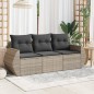 vidaXL 3-tlg. Garten-Sofagarnitur mit Kissen Hellgrau Poly Rattan vidaXL 3-tlg. Garten-Sofagarnitur mit Kissen Hellgrau Poly Rattan
