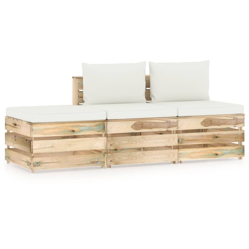 3-tlg. Garten-Lounge-Set mit Kissen Grün Imprägniertes Holz 3-tlg. Garten-Lounge-Set mit Kissen Grün Imprägniertes Holz