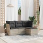 vidaXL 4-tlg. Garten-Sofagarnitur mit Kissen Hellgrau Poly Rattan vidaXL 4-tlg. Garten-Sofagarnitur mit Kissen Hellgrau Poly Rattan
